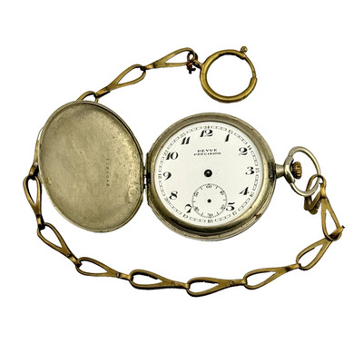 Revue Taschenuhr 46,95 mm Vintage Gravur Kette Zifferblatt Krone Reparatur (860)