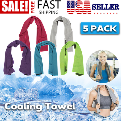 #ad 5 PACK Cooling Towel Ice Towel Neck Wrap For Sports Running Jogging Gym Chilly $10.49