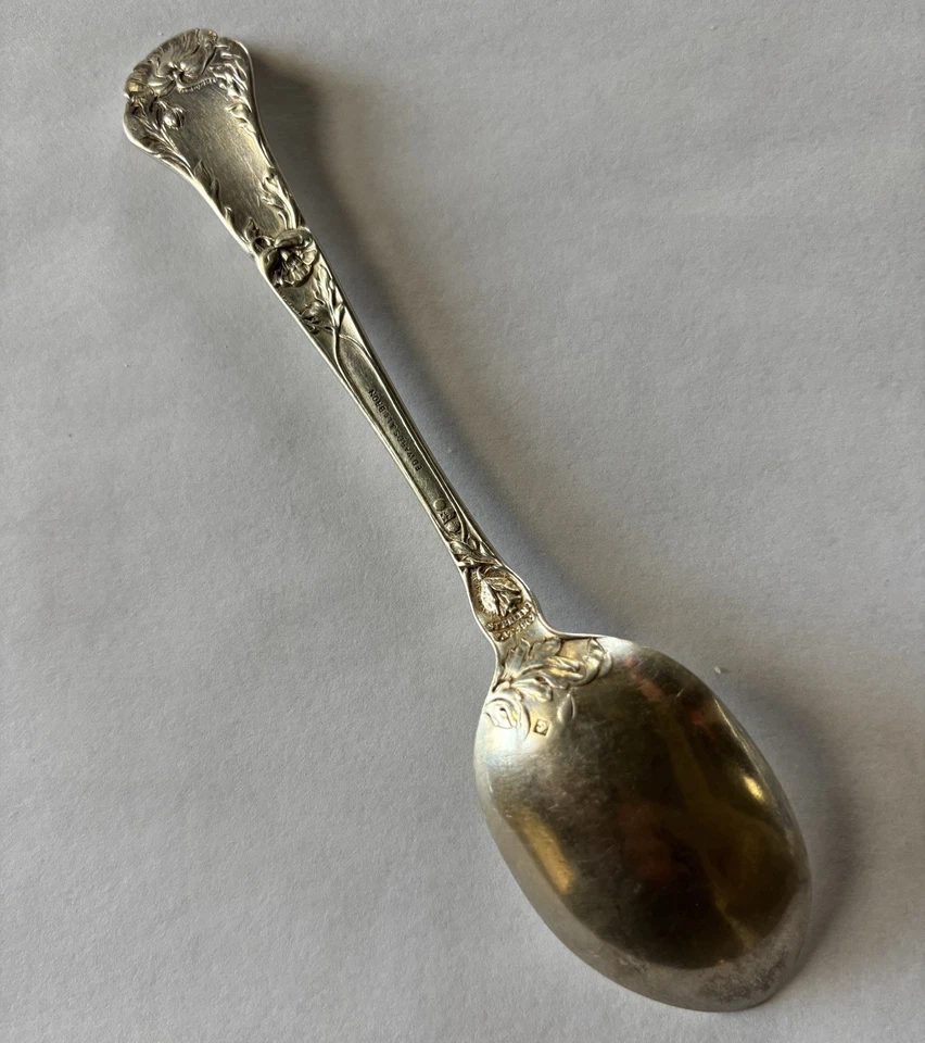 Cucharadita Sterling Gorham H201 Pat 1902 5 3/4" 25 g monograma "W" Foto 4 de 4