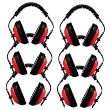 6 Pcs Soundproof Earmuffs Sponge Hearing Protection Headphones Adjustable Red