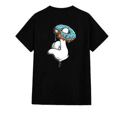 Unisex T-shirt - Donut Finger -Original Funny Summer Couple Cartoon Student Cute