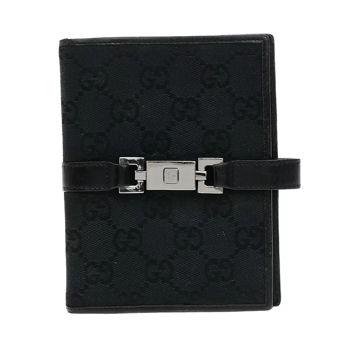Housse GUCCI GG motif Jackie Agenda PM Day Planner toile cuir noir 07ED677
