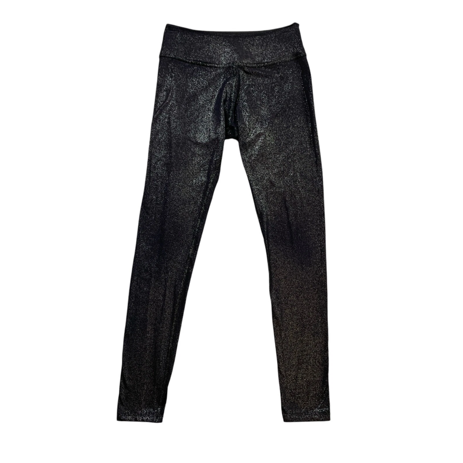 beyond-yoga coated sparkles shimmer mid rise leggings