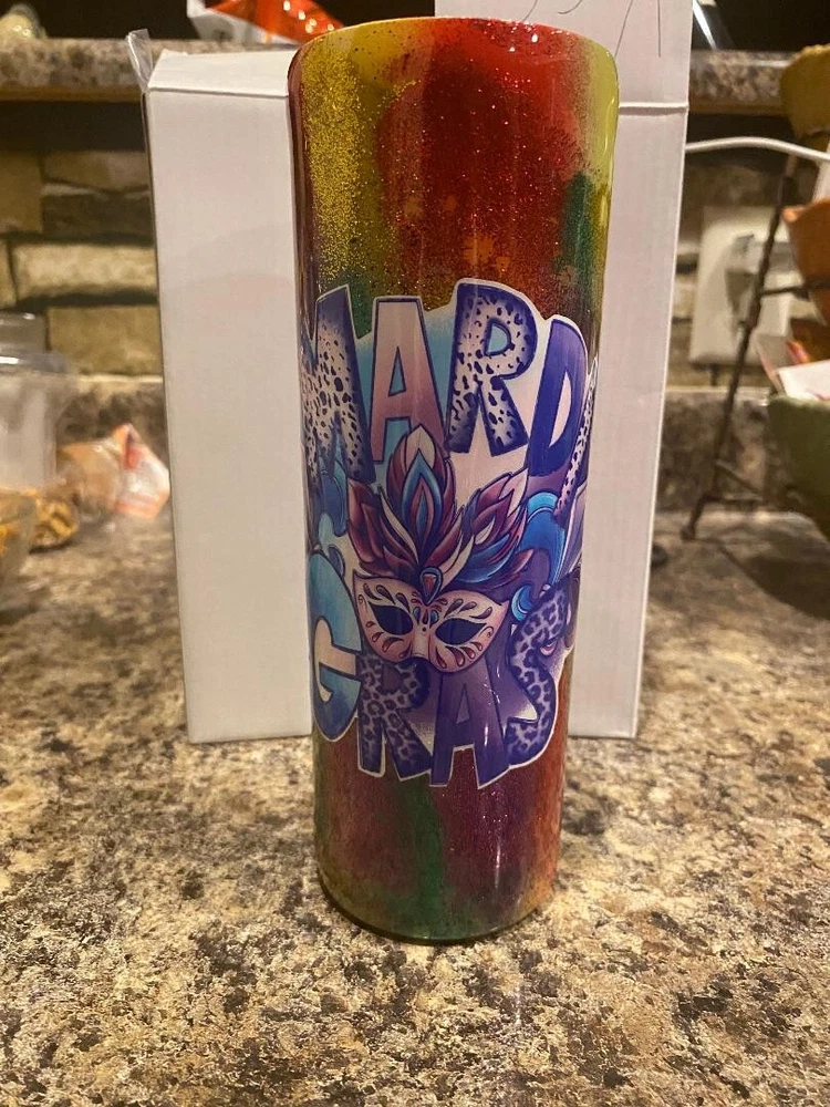 tumbler 20 oz Mardi Gras theme