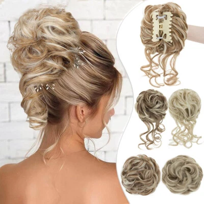 Large Thick Messy Bun Scrunchie Updo False Cover Curly Hair Extensions For Women