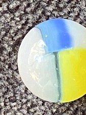 vitro agate marble Lemon Yellow Blue Swirl Nice 5/8