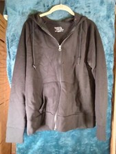 Women's Long Sleeve Black Zip Up Hooded Drawstring Sweatshirt B1