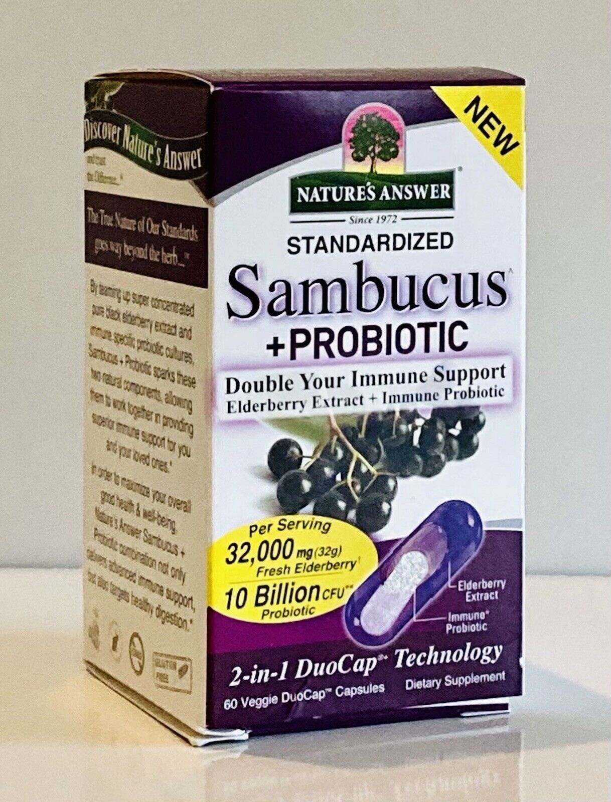Natures Answer Sambucus + Probiotic Exp 1/2023 Immune Support 60 Caps Elderberry