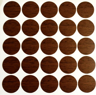 SPL 18MM SELF ADHESIVE SCREW HOLE CAM COVER CAP WALNUT FURNITURE KITCHEN OFFICE x 25