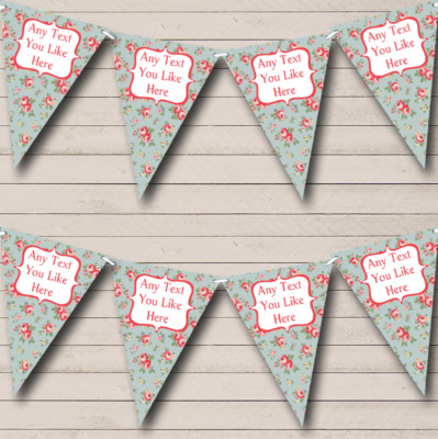 Party Banner Wimpel Floral Blau & Rosa Shabby Chic Hochzeit Location oder Empfang