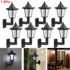 1-8 x Solar Powered Light Outdoor Garden Yard Fence Wall Lantern Hexagonal Lamp