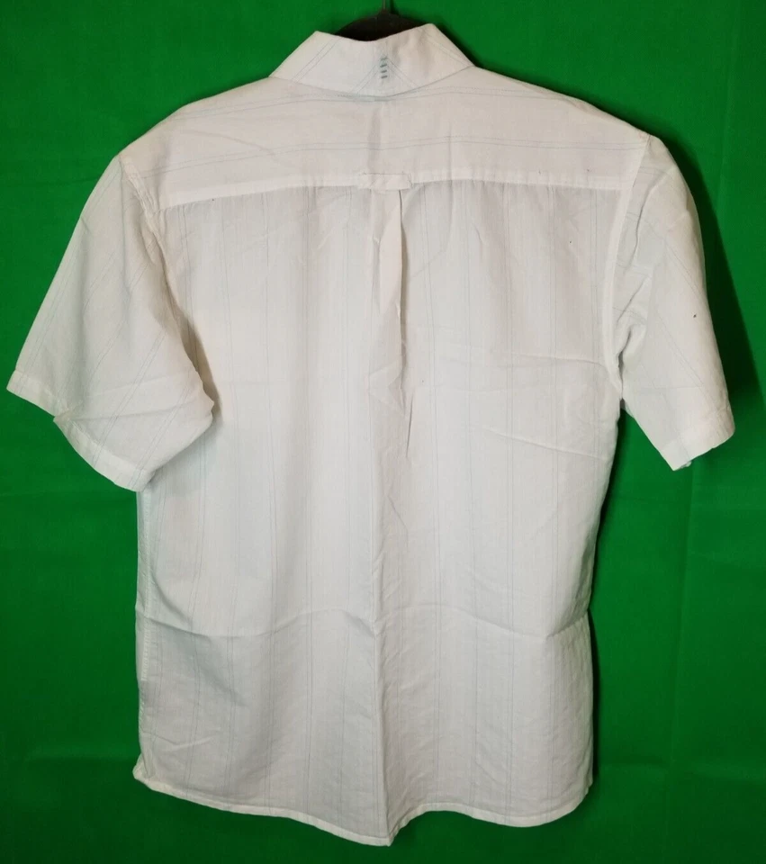 Ocean Current Button Up Short Sleeve White Blue Pinstripe, Logo, Beach Mens XL - Image 2 of 4