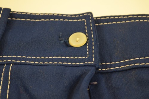 Vintage Blue Hot Pants Shorts 100% Nylon Size 12 Girls White Stitching Taiwan - Picture 4 of 10