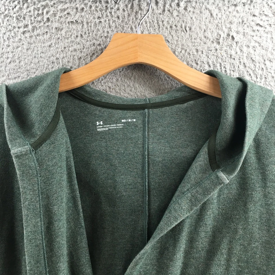 Cárdigan suéter Under Armour para mujer MD verde manga larga frente abierto con capucha Foto 3 de 4