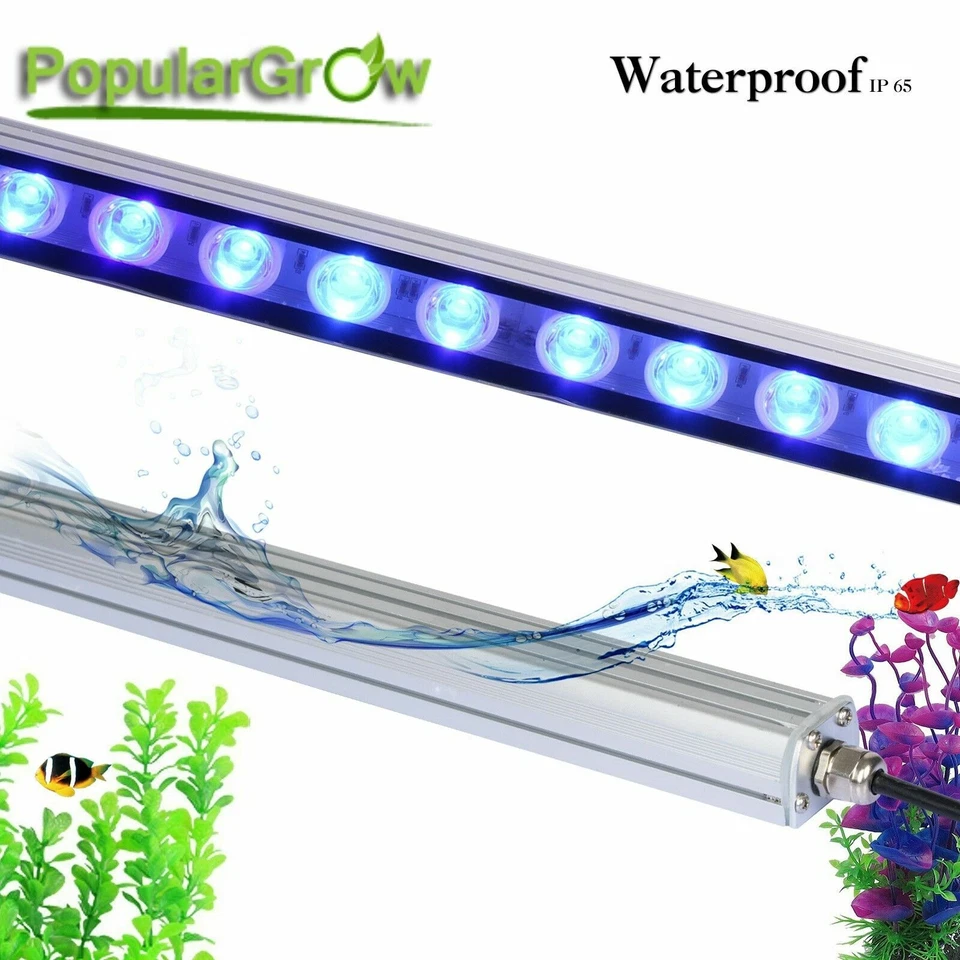 Barra luminosa acquario LED blu 108W 470nm striscia spettro per pesci barriera corallina serbatoio - Immagine 3 di 4