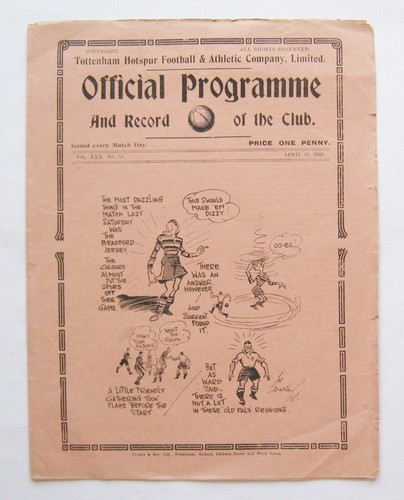 TOTTENHAM HOTSPUR v READING Reserven 1937/1938 *sehr guter Zustand Fußballprogramm*