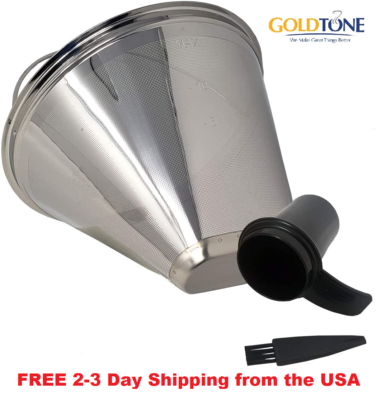 Stainless Steel 8-12 Cup #4 Cone Reusable Coffee Filter Fits