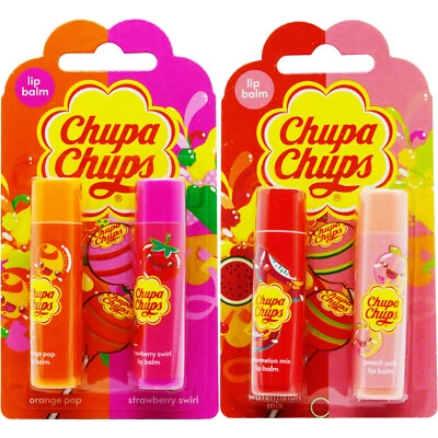 Chupa Chups Lip Balm Set - In 4 Assorted Flavours - 2 In a Pack