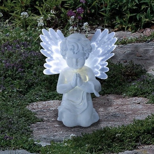 GardenKraft Memorial Solar LED Angel Light Bright White LED - Fibre Optic Wings - Picture 3 of 6