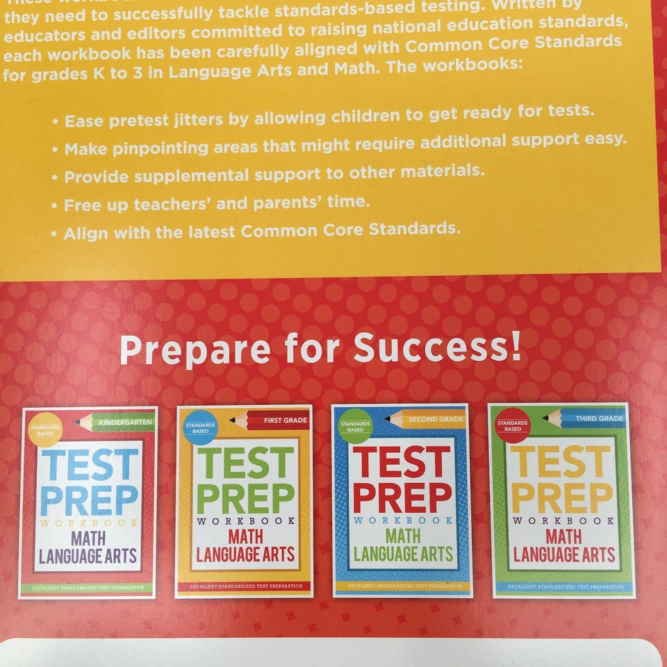 Standards Based Test prep Kindergarten Math & Language Arts Workbook New - Image 4 of 4