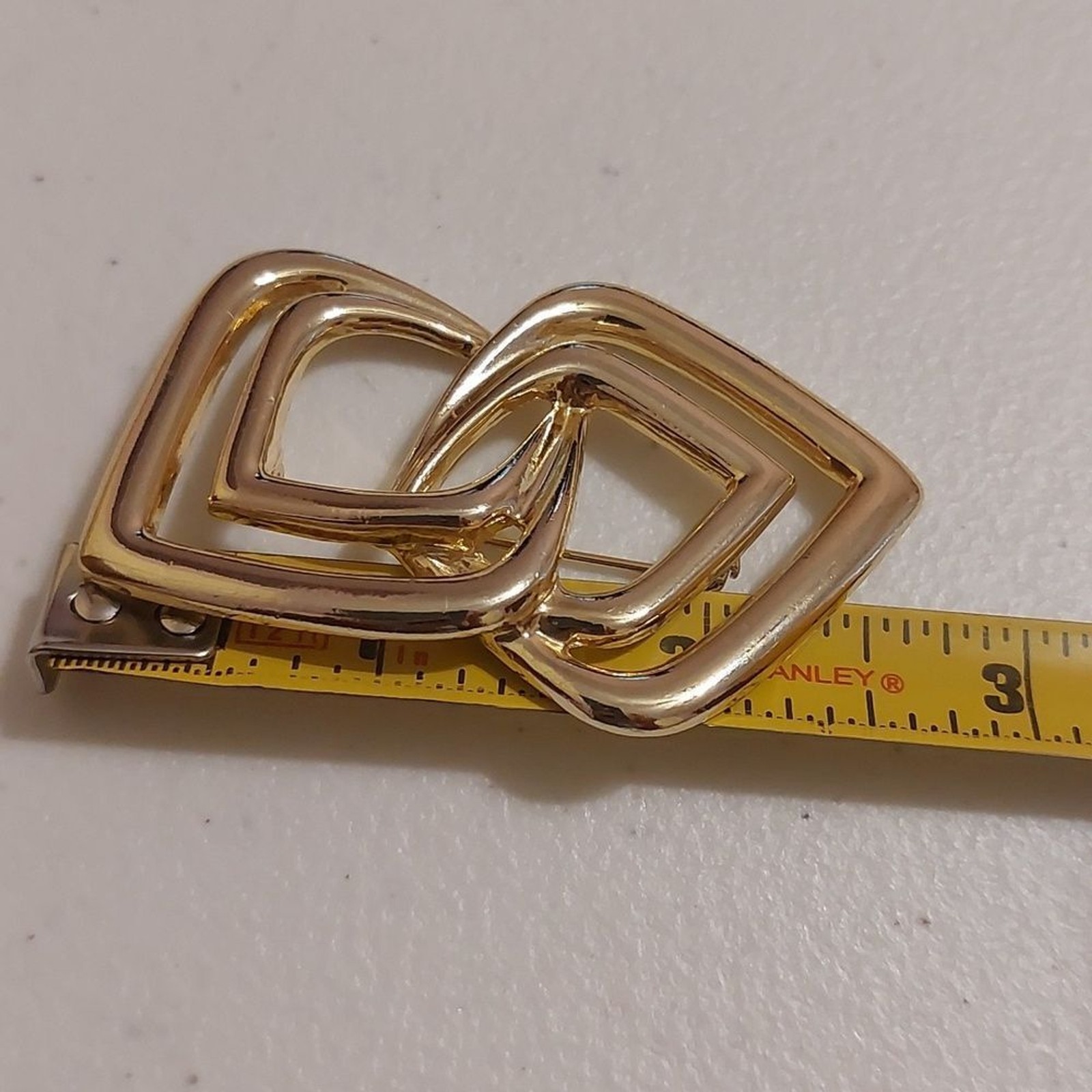 Vintage Modernist Interlocking Infinity Brooch Pi… - image 5