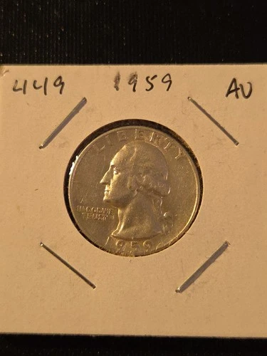 1959 Washington Silver Quarter In About Uncirculated Condition