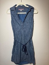 Tommy Hilfiger Sleeveless Blue Paisley Print Dress with Belt, Size Small