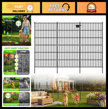 5 Panels No Dig Garden Fence with Gate, 48in H x 12.5ft L, Rustproof Metal Dog B