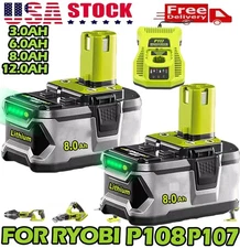 2PACK For RYOBI One Battery 18V High Capacity Lithium-Ion Battery/Charger P108