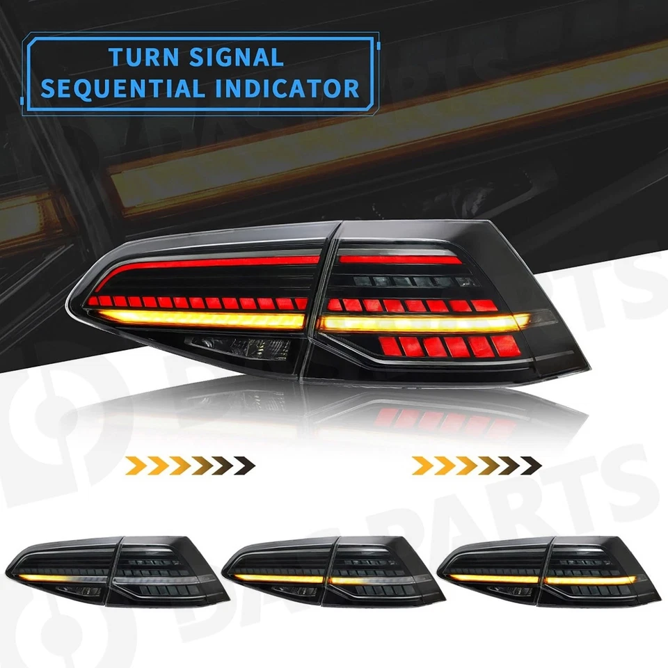 For 2014-2019 Volkswagen Golf 7 Smoke LED Tail Light Lamp w/Sequential Turn L&R - Image 2 of 4