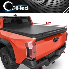Roll-up 5ft Soft Tonneau Cover for 2024-2026 Toyota Tacoma Truck Bed w/ Led Lamp