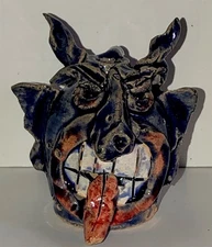 EKP East Knoll Pottery Miniature Mini Folk Art Pottery Face Jug Devil Krampus
