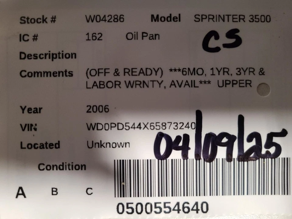 Oil Pan Fits 02-06 SPRINTER 2500 2077144 - Image 3 of 4