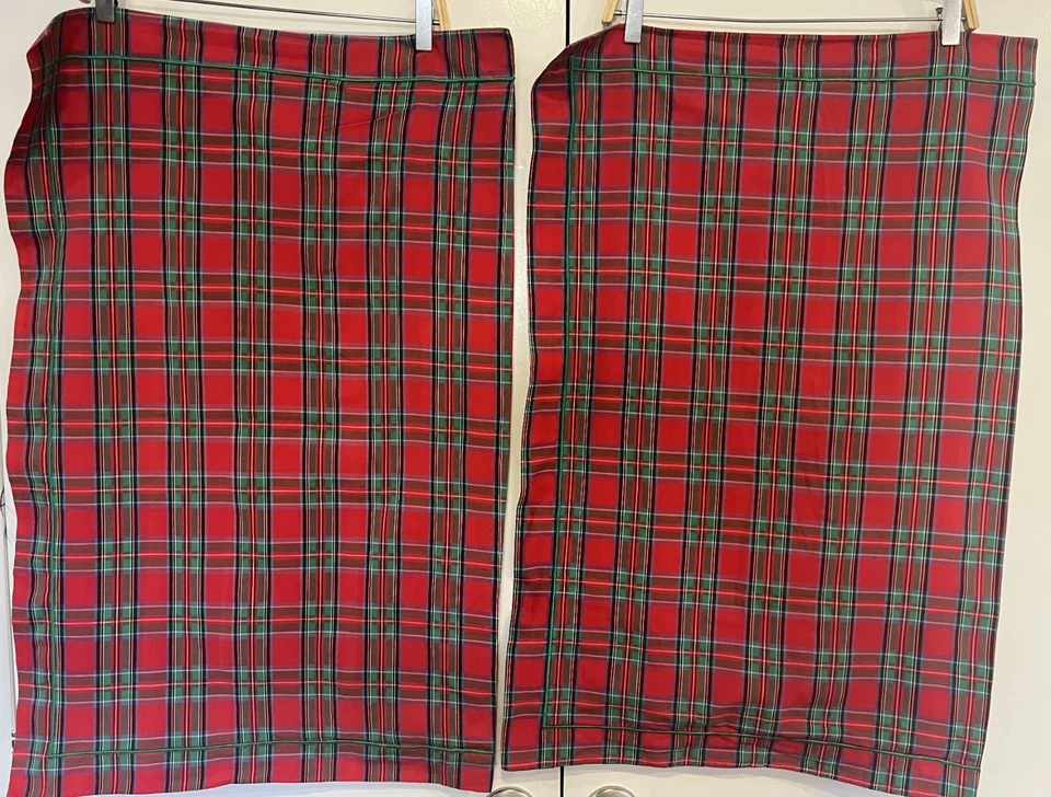 Ikea Tartan Plaid Red Green Pillow Shams Cotton Portugal 28x18" Christmas - Image 2 of 4