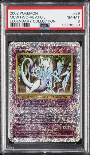2002 POKEMON LEGENDARY COLLECTION #29 MEWTWO-REVERSE FOIL PSA 8