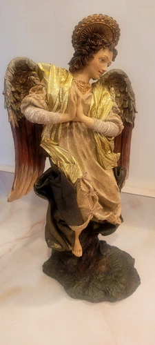vintage Dept 56 Neopolitan NATIVITY  Neiman Marcus Angel with halo  folded hands