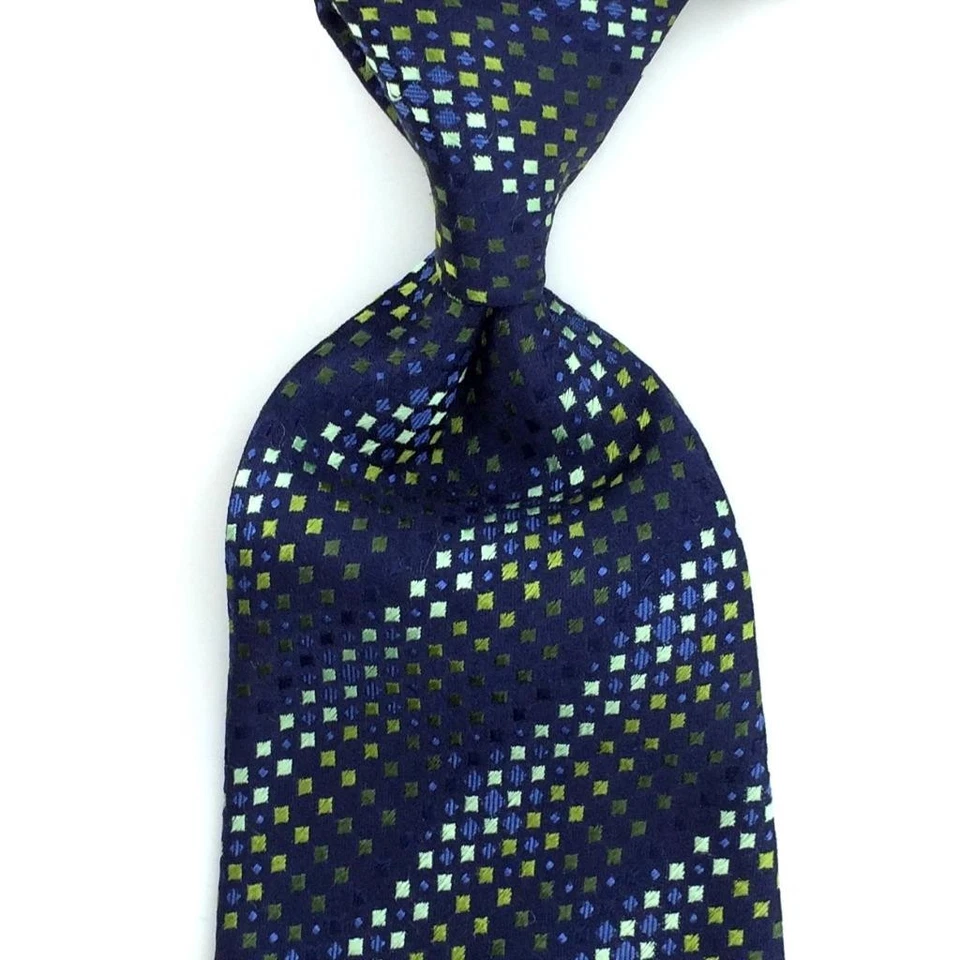 Corbata VITALIANO PANCALDI Italia Vibrante Azul Marino Verde Lima Cuadrados Lujo L3 Foto 2 de 4