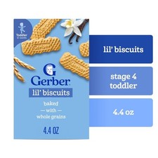 Gerber Lil' Biscuits, Vanilla Wheat, Whole Grains, Stage 4 Toddler, 4.4 oz Box