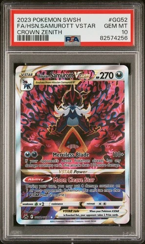 2023 Pokemon SWSH Crown Zenith Hisuian Samurott Vstar GG52 Alt Art Holo PSA 10