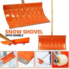 Heavy Duty Steel Snow Removal Snow Shovel With Wheels Efficient Snow Plow Orange