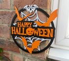 Halloween Wreath for Front Door – Spooky Decor with Bats, Pumpkins & Skulls