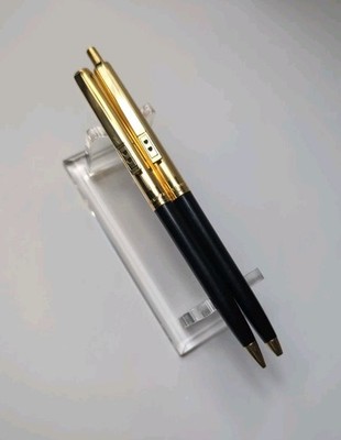 Paper Mate Black Gold Double Heart USA Ballpoint Pen Mechanical Pencil Set 