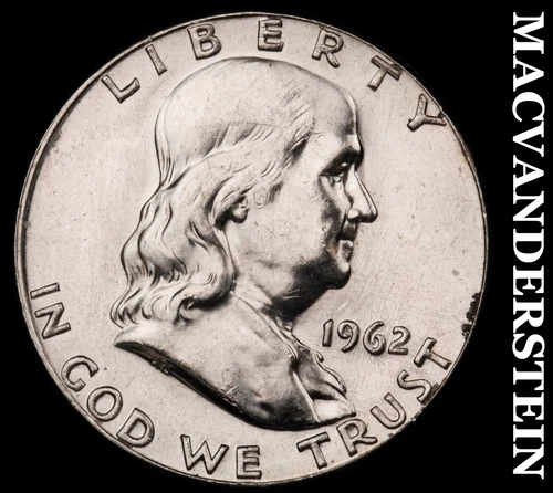 1962 Franklin Half Dollar - Choice Gem Brilliant Unc+++  Lustrous  #G7004
