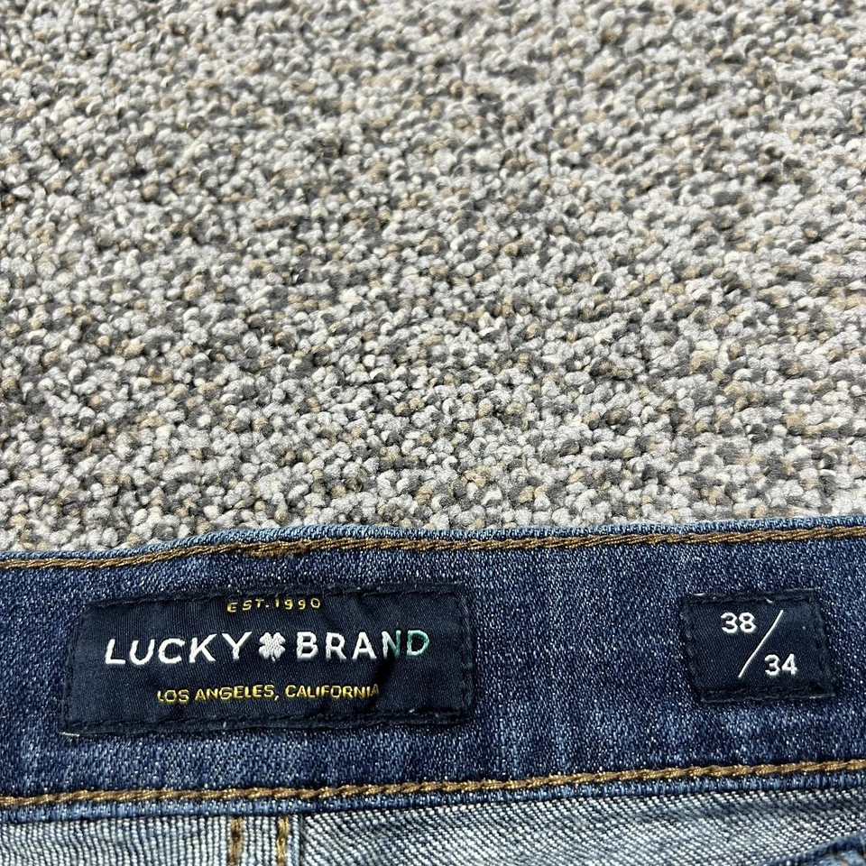 Lucky Brand Jeans Mens 38x34 Blue 221 Straight Mid Rise Dark Wash Stretch Denim - Image 3 of 4