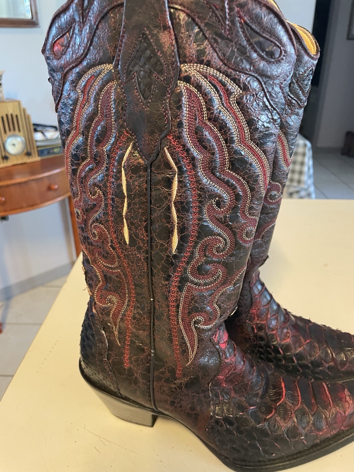 Corral Western  Boots Exotic Python  & Embroidere… - image 3