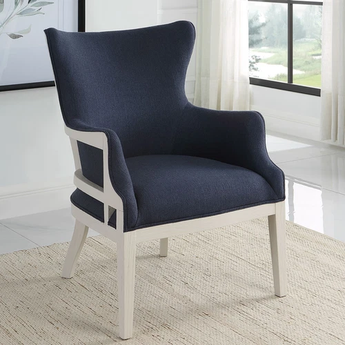 Uttermost Gordonston Blue Fabric Accent Chair - Picture 1 of 6
