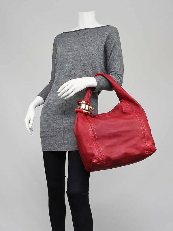 Jimmy Choo Large Saba Hobo Bag Purse with 3 Bangles in Red Jimmy Choo Large Saba Hobo Bag Purse with 3 Bangles in Red