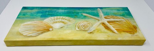 CYNTHIA COULTER SEASHELL SAND OCEAN THEME 20x8x1.25 WALL ART CANVAS PRINTS (x2) - Picture 7 of 17