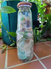 Tall Glass Jar Filled With Sea Glass Collection Decorative Top Unique Gift 