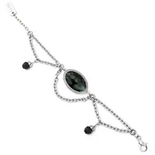 Oval shape green Marble Bracelet gothic bracelet with drop chain By Controse